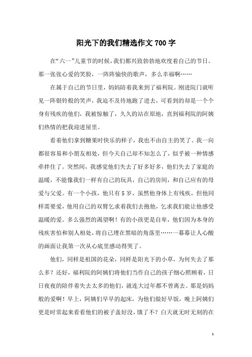 阳光下的我们精选作文700字
