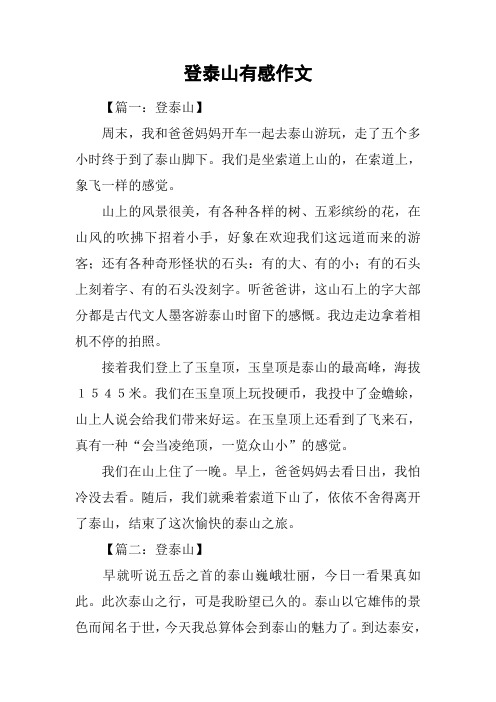 登泰山有感作文