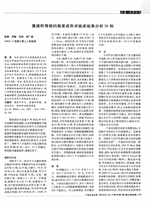 重建听骨链的鼓室成形术临床结果分析58例