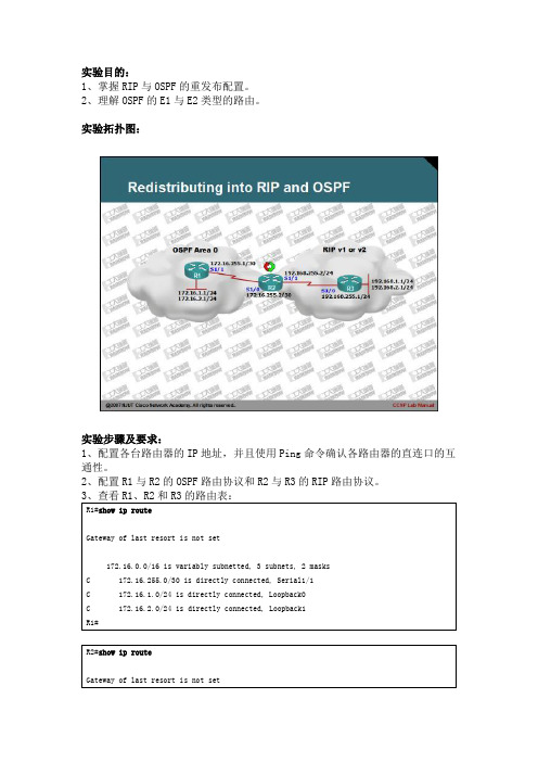 Redistributing into RIP and OSPF