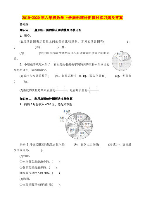 2019-2020年六年级数学上册扇形统计图课时练习题及答案