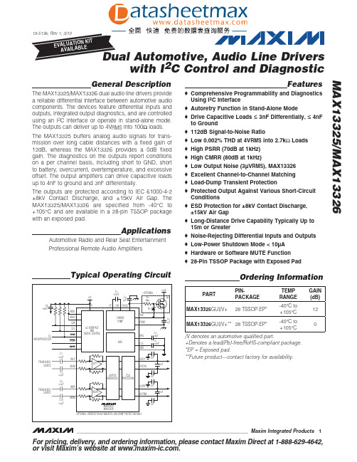 IC datasheet pdf-MAX13325,MAX13326 pdf (Dual Automotive, Audio Line Drivers)