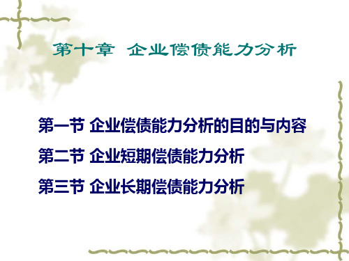 财务分析：10第十章 企业偿债能力分析
