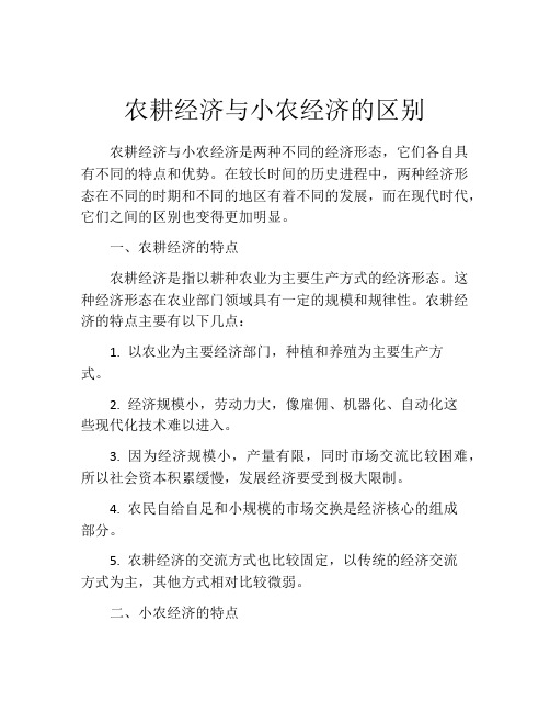 农耕经济与小农经济的区别