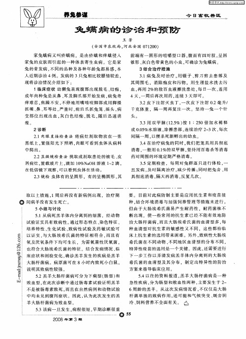 兔螨病的诊治和预防
