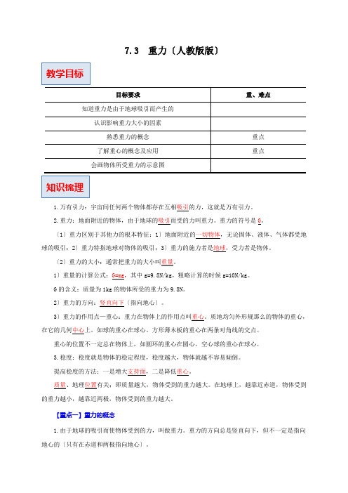 2022年人教版八年级物理下《重力》同步练习附答案