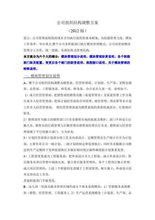 组织结构调整方案(精品)