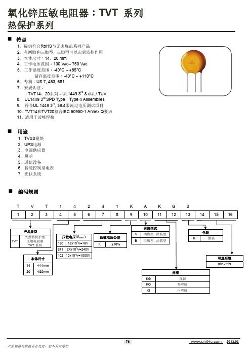 TVT 系列 热保护系列压敏电阻