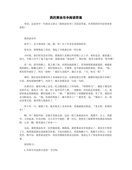 我的黄油布伞阅读答案