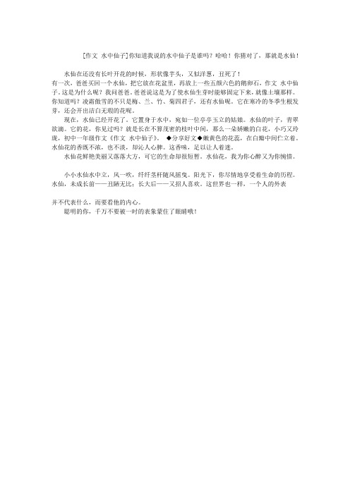作文 水中仙子