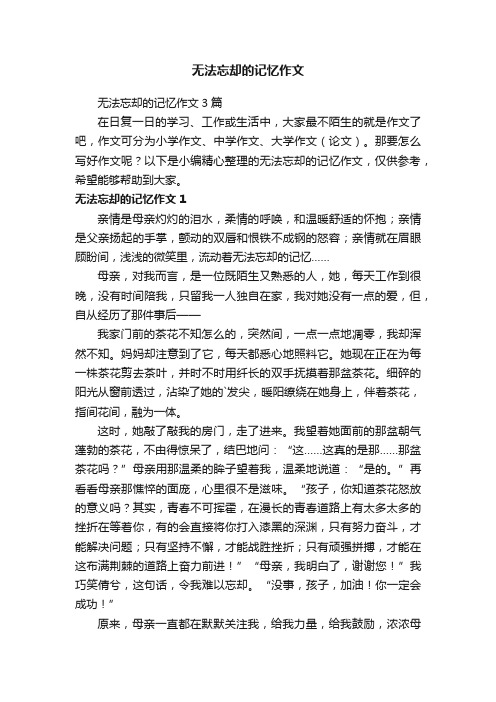 无法忘却的记忆作文