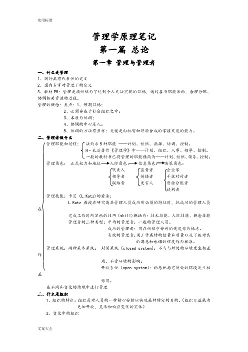 管理系统学原理笔记汇总情况