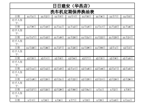 洗车机定期保养换油表
