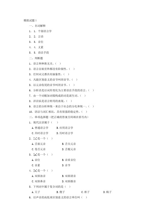 语言学概论模拟试题