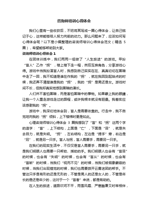 咨询师培训心得体会范文（精选5篇）