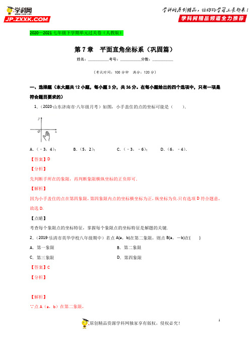 人教版七年级数学下册第7章  平面直角坐标系(巩固篇)(解析版)