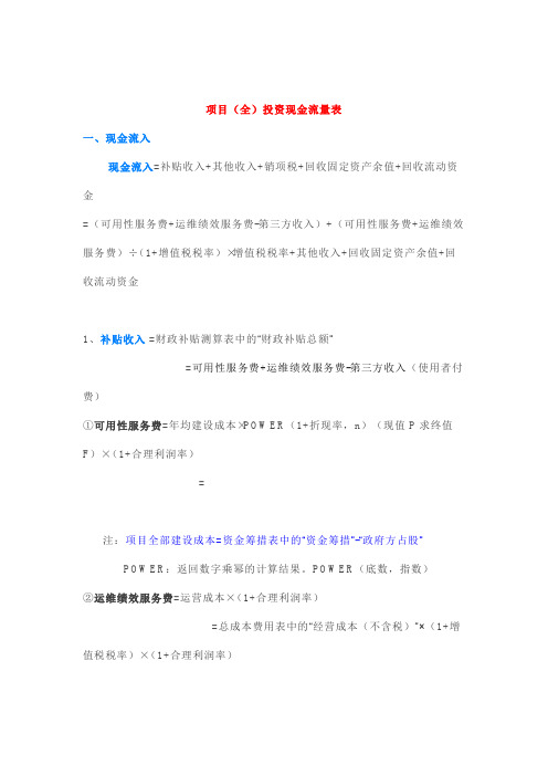 投资项目财务测算公式汇总