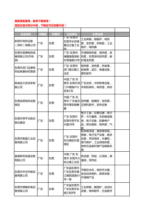 新版广东省东莞电热设备工商企业公司商家名录名单联系方式大全400家