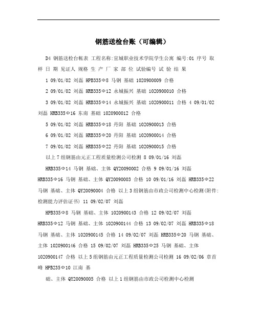 钢筋送检台账(可编辑)