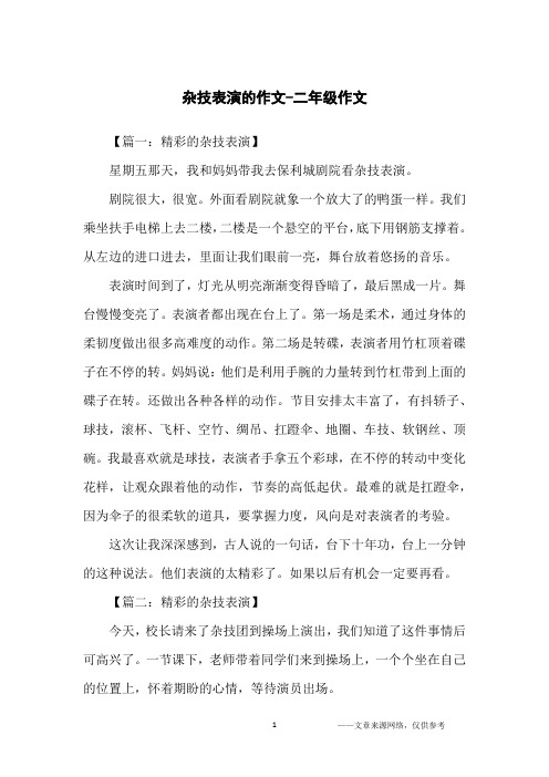 杂技表演的作文-二年级作文