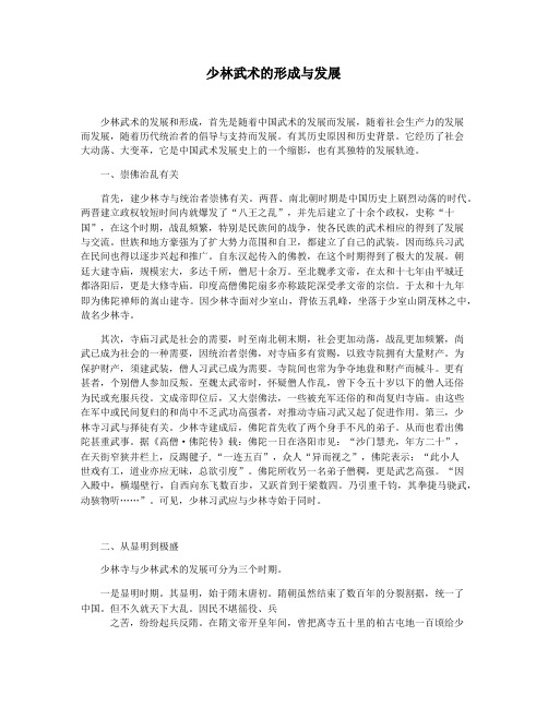 少林武术的形成与发展