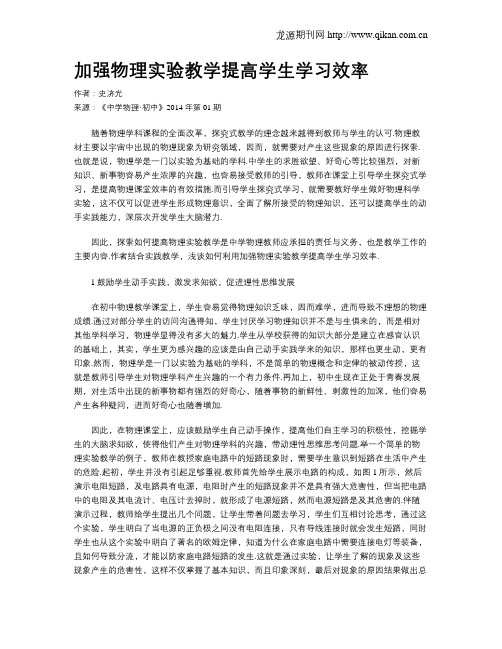 加强物理实验教学提高学生学习效率