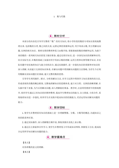 六年级下册数学教案-总复习-1数与代数-人教版