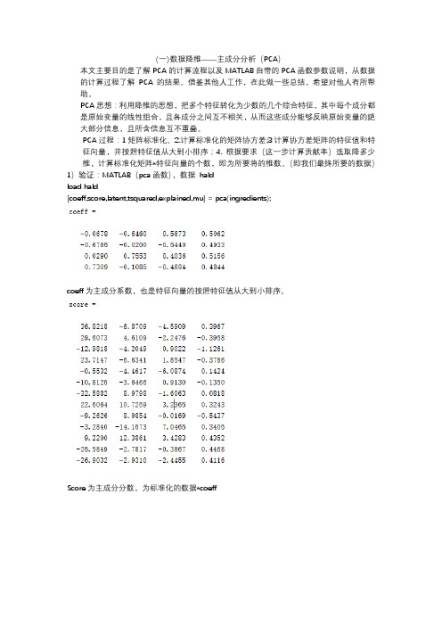 数据降维PCAmatlab