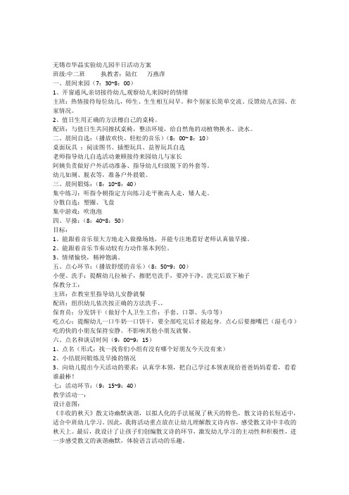 中二班半日活动方案