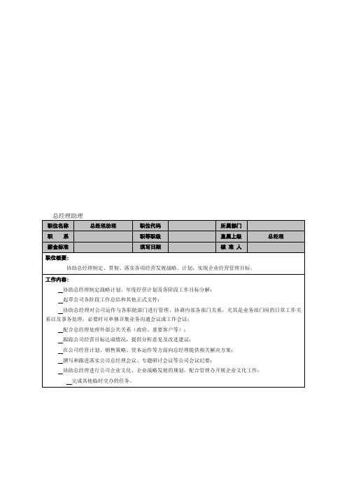 2.总经理助理-岗位职责-锡恩4D绩效考核操作方案