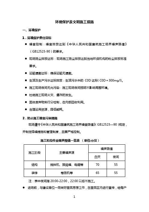 环境保护及文明施工措施