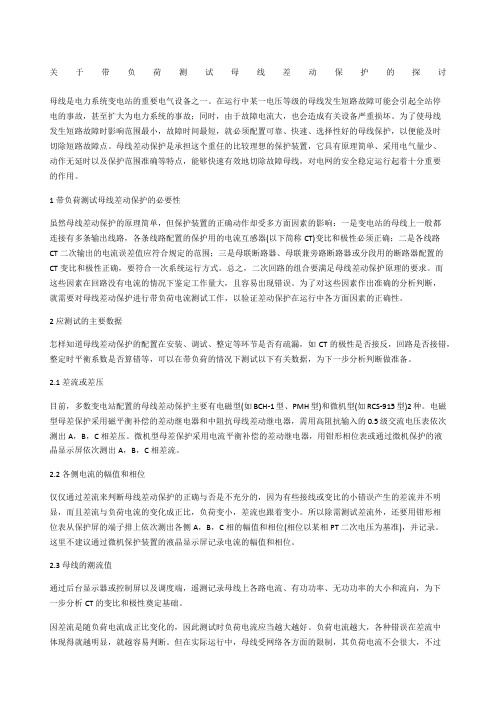 关于带负荷测试母线差动保护的探讨