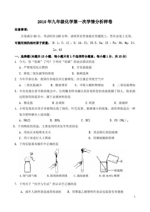 2010年九年级化学一模(联合体)