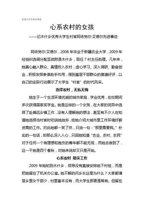 木什乡优秀大学生村官事迹