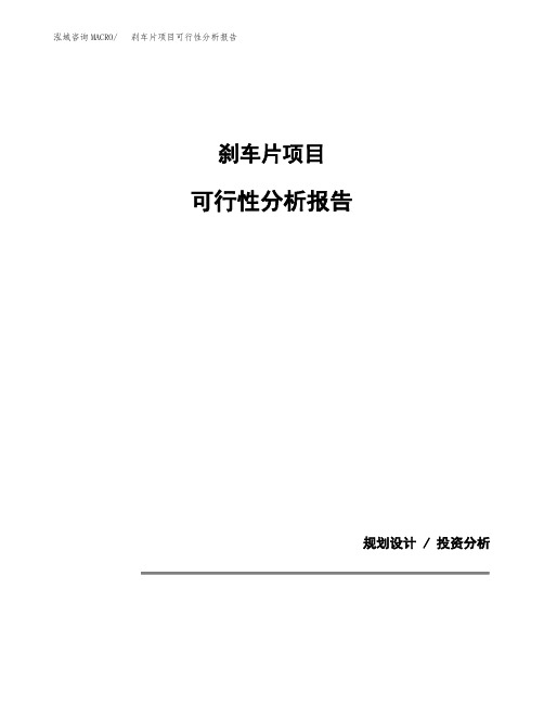 刹车片项目可行性分析报告(模板参考范文)