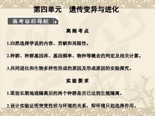 高考生物一轮复习 4遗传变异与进化课件 中图版必修2