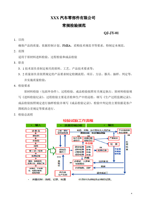 汽车零部件有限公司常规检验规范
