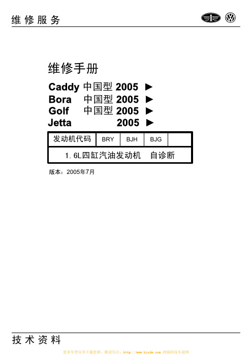 2005大众宝来Bora高尔夫Golf 1.6L四缸汽油发动机BRY BJH BJG自诊断(第一版)