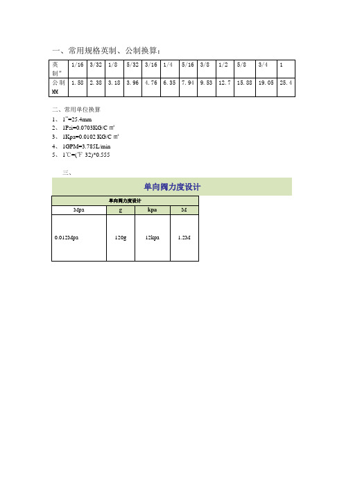 化学品耐药 单位换算(长度、面积、密度)