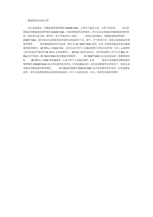 螺旋钢管的标准分类