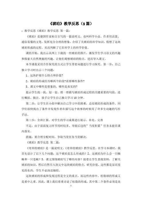 《琥珀》教学反思(9篇)