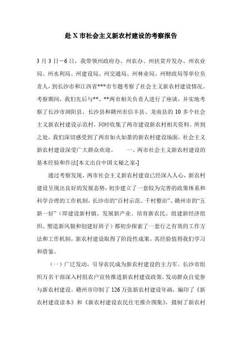 赴X市社会主义新农村建设的考察报告