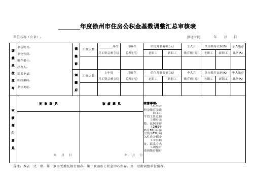 住房公积金基数调整汇总审核表2014