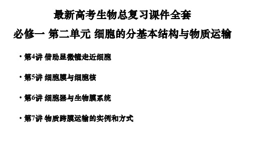 最新高考生物总复习全套资料：必修一 第二单元 细胞的分基本结构与物质运输