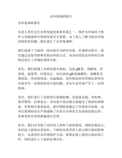 水环境调研报告