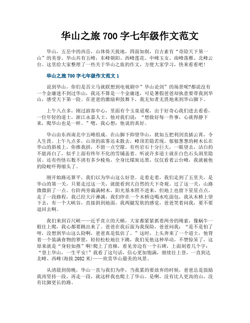 华山之旅700字七年级作文范文