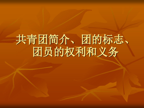 共青团简介、团徽、团员的权利与义务