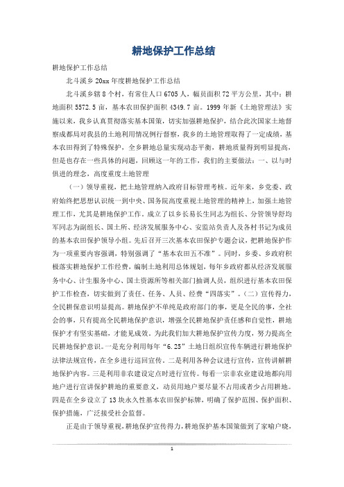 耕地保护工作总结