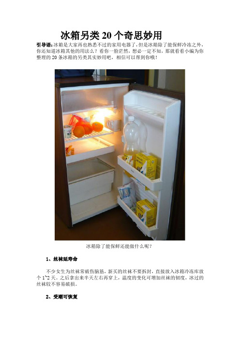 冰箱另类20个奇思妙用