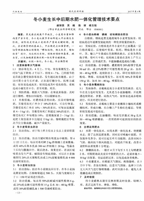 冬小麦生长中后期水肥一体化管理技术要点